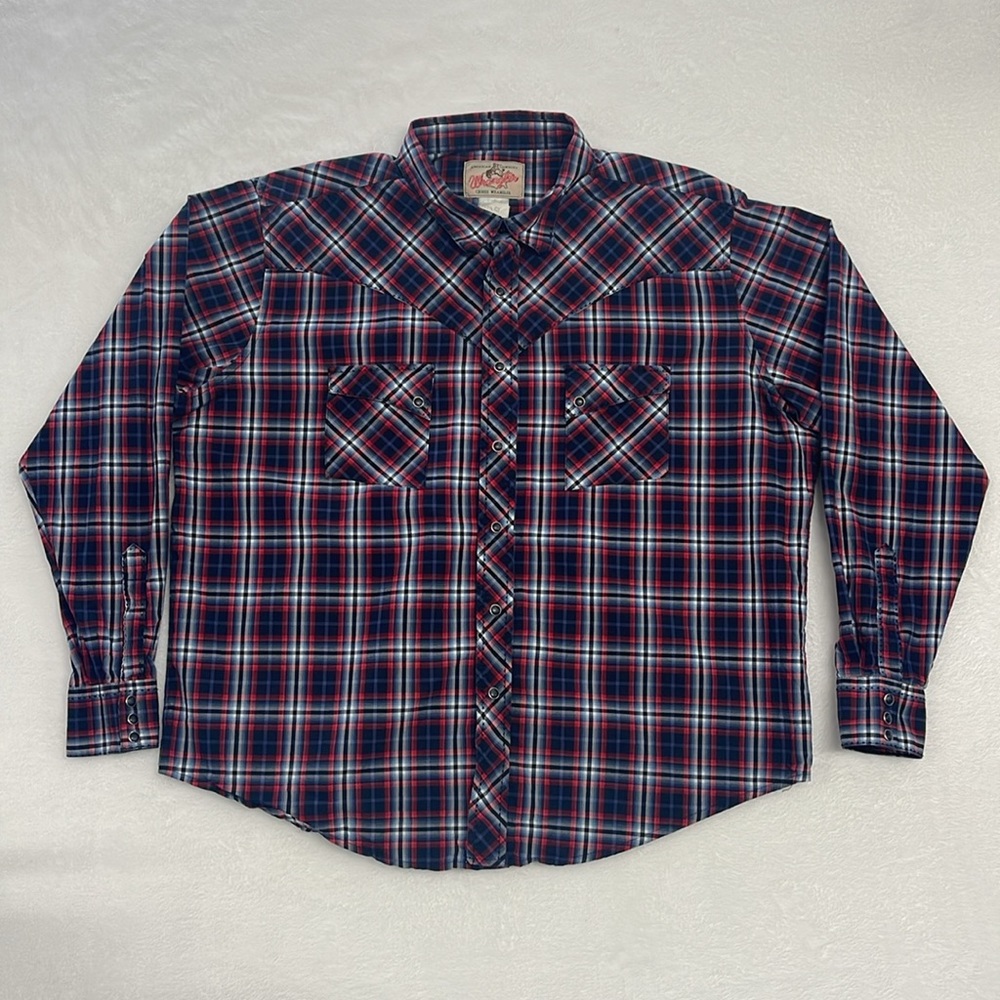 Vintage Wrangler Pearl Snap Long Sleeve Plaid Shirt sz?